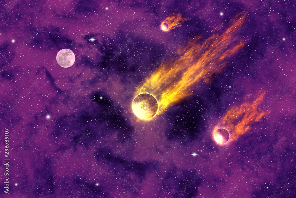 Wall mural comet in universe abstract background.
