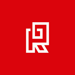 Simple R Minimalist Initial / Letter RP rectangle logo design