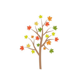 Fototapeta premium Colorful autumn leaves on a tree - illustration