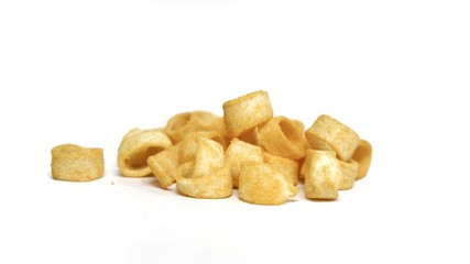 Cheese rings isolated on white background