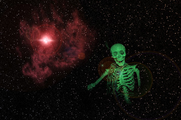 nebula in galaxy and skeleton,abstract background.