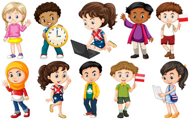 Set of children from different countries