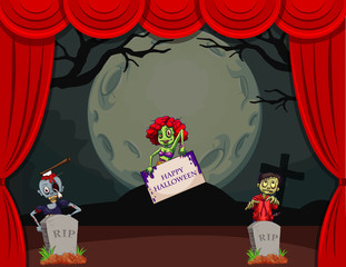Halloween theme with zombies on stage