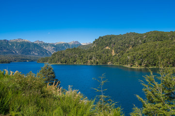 Fototapeta na wymiar Lake Nahuel Huapi and Villa La Angostura town, Argentina