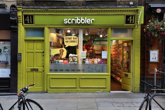 LONDON, UK - JULY 6, 2016: People shop at Scribbler greeting card store in London. Scribbler has some 36 stores in the UK.