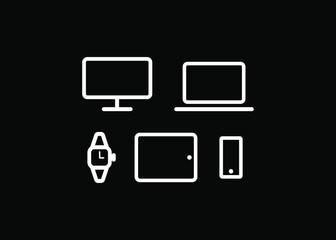 Devices Icons Tech Symbols Simple Style Vector Illustration