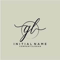 GL Initial handwriting logo with circle template vector. © Catharsis