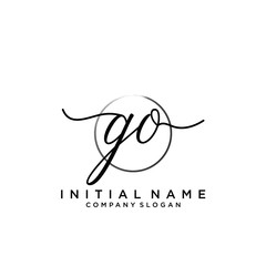 GO Initial handwriting logo with circle template vector.