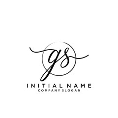 GS Initial handwriting logo with circle template vector.