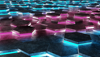 Black hexagone background pattern 3D rendering