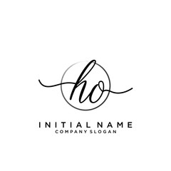 HO Initial handwriting logo with circle template vector.
