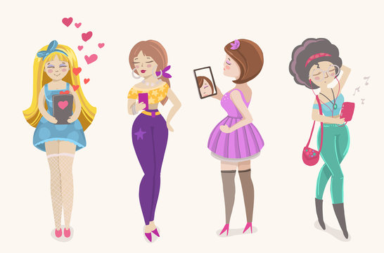 Fashion girls with phones.