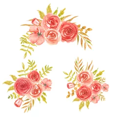 Raamstickers Bloemen set of watercolor flower red bouquet. The composition of red flowers is hand-painted isolated on a white background.