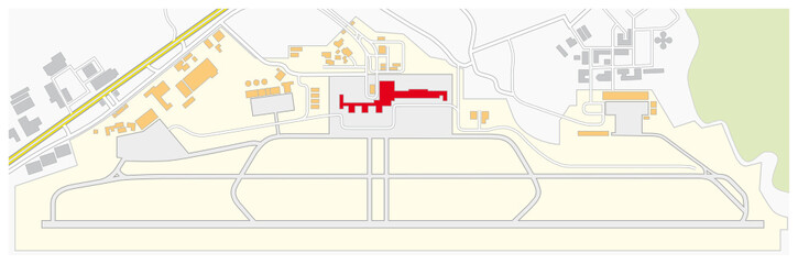 colored floor plan of a fictional airport