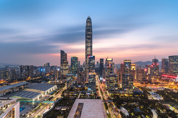 Shenzhen Futian district skyline at nght