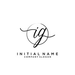 IG Initial handwriting logo with circle template vector.