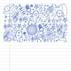 Children play music. Musical education, theatre, school.