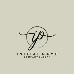 IP Initial handwriting logo with circle template vector.