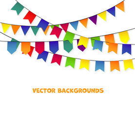 Obraz premium Party Background with bunting and garlands. Vector Illustration.