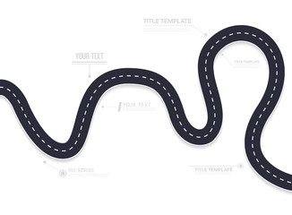 Road asphalt road isolated on white background. Vector illustration.