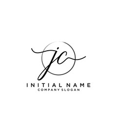 JC Initial handwriting logo with circle template vector.