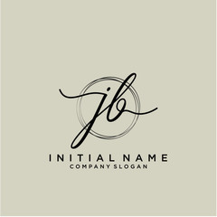 JB Initial handwriting logo with circle template vector.