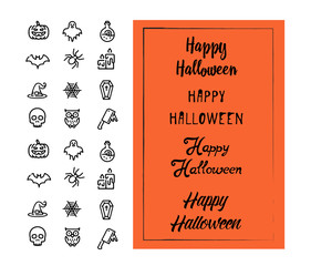 Halloween set signs for party holiday