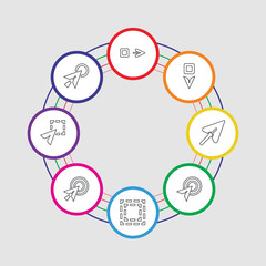 8 colorful stroke icons set included cursor, selection, cursor, focus, cursor, move
