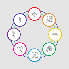 8 colorful stroke icons set included move, cursor, cursor, move, cursor, move, selection,