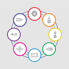 8 colorful stroke icons set included move, move, move, focus, target