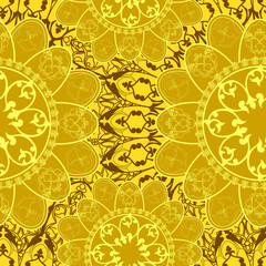        Seamless round mandala. Vector sketch texture with pattern