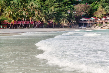 Waves on Haad rin beach in Koh Phangan, Thailand