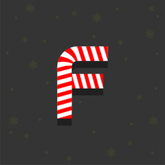 Vector Candy Cane Stick Logo Letter F