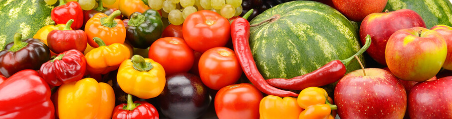 Ripe vegetables and fruits