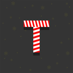 Vector Candy Cane Stick Logo Letter T