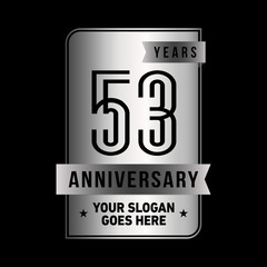 53 years anniversary design template. Fifty-three years celebration logo. Vector and illustration.