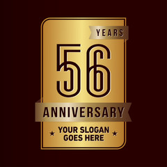 56 years anniversary design template. Fifty-six years celebration logo. Vector and illustration.