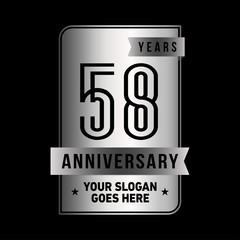 58 years anniversary design template. Fifty-eight years celebration logo. Vector and illustration.