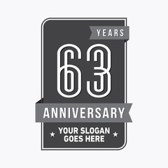 63 years anniversary design template. Sixty-three years celebration logo. Vector and illustration.