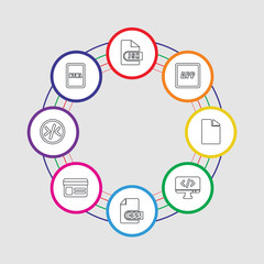 8 colorful stroke icons set included html, coding, browser, css, coding, file, app, jsx