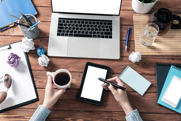 Business woman working at office desk