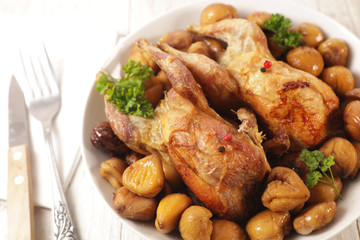 baked quail with chestnut- festive dish