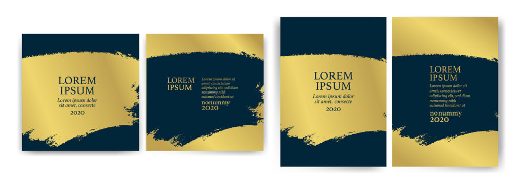 Templates with blue and gold designs. Blue and gold strokes. - Powered by Adobe