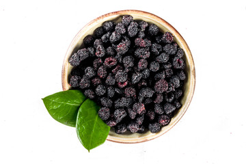 Heap of sun dried sweet blackberries