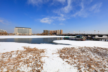 Winter snow scene in the city, China