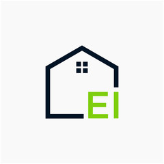 letter EI Line House Real Estate Logo. home initial E I concept. Construction logo template, Home and Real Estate icon. Housing Complex Simple Vector Log