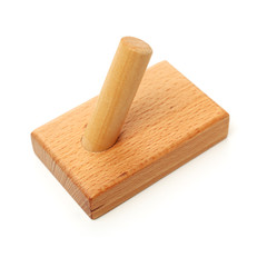 Wooden abstract wall hook isolated on white background