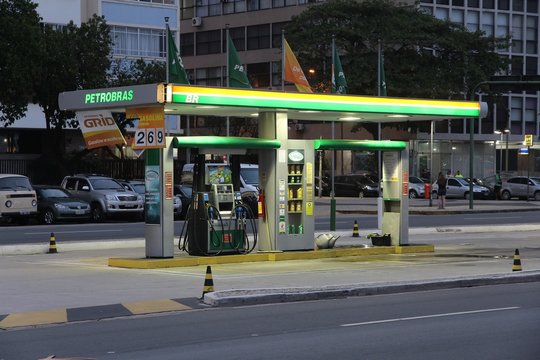 RIO DE JANEIRO, BRAZIL - OCTOBER 18, 2014: Petrobras petrol station in Rio de Janeiro. Petrobras is one of largest energy and oil companies in the world with 130 billion USD revenue in 2013.