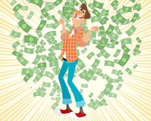 Man and falling money