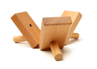 Wooden abstract wall hook isolated on white background